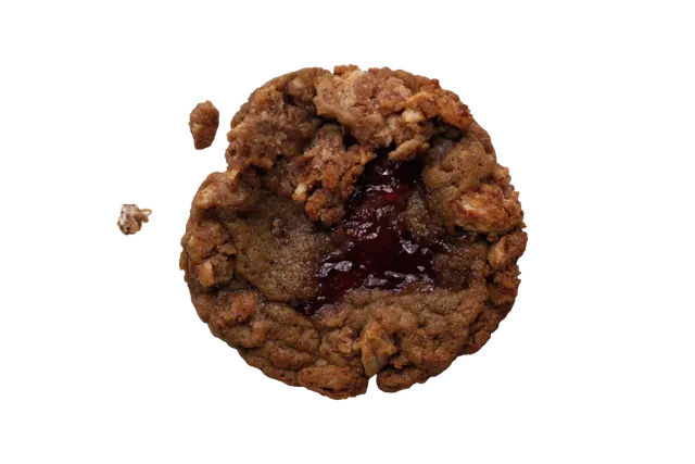 Illustrated dark chocolate cookie with sea salt flakes